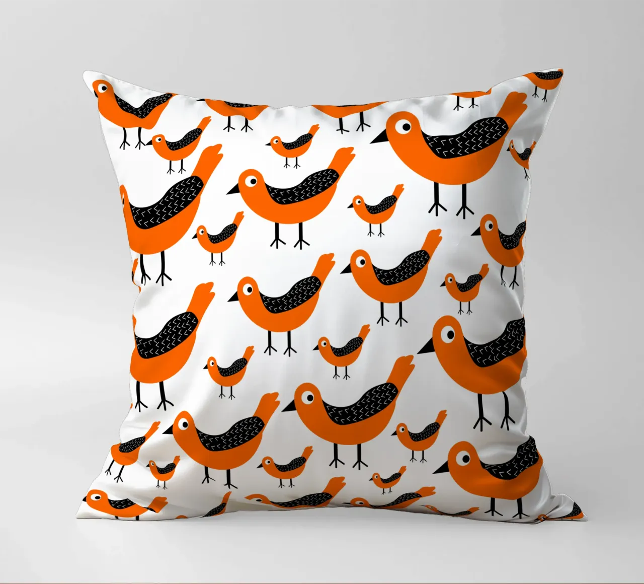 Orange birds pattern cuscino da baobabprintstore