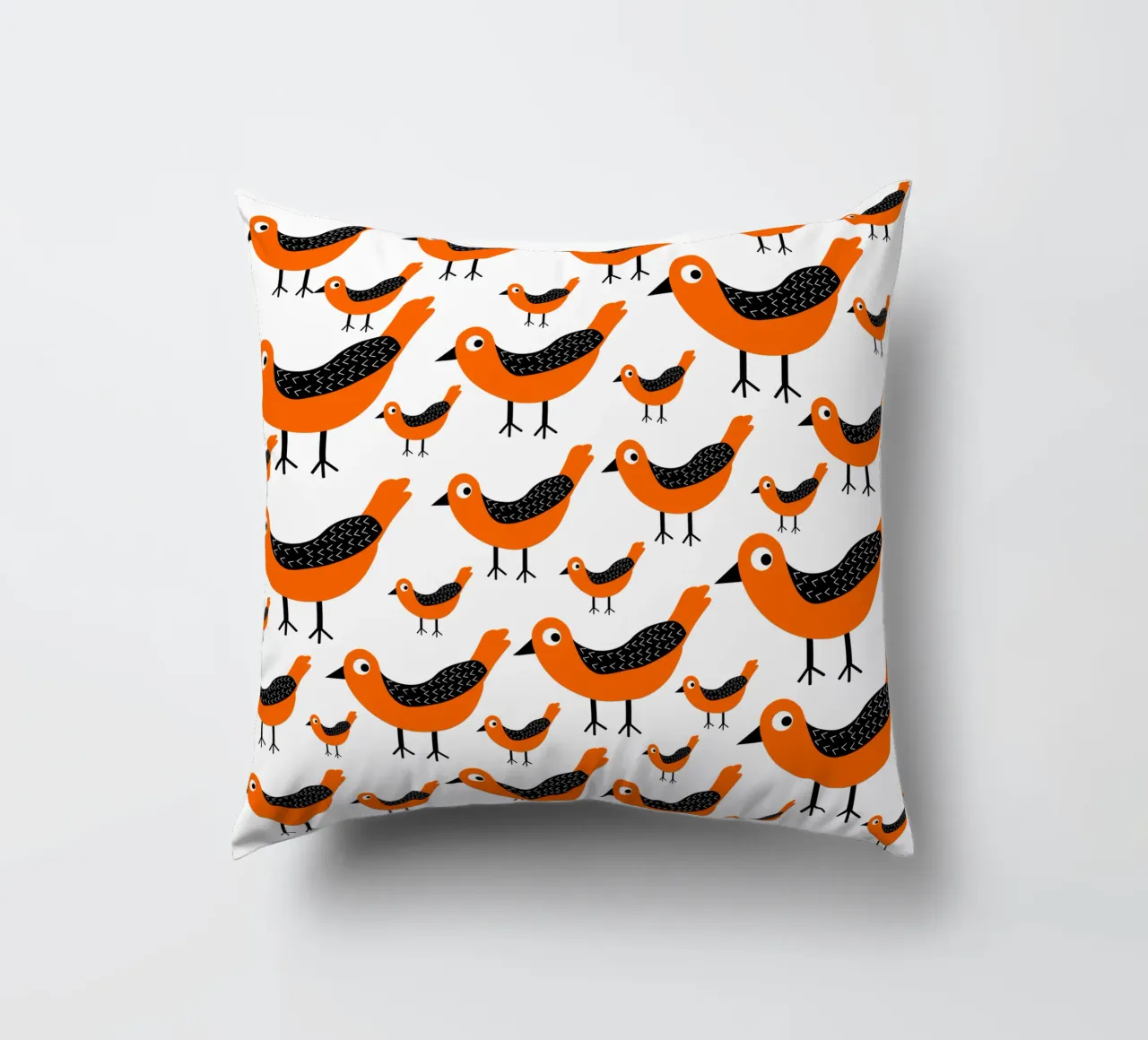 Orange birds pattern cuscino da baobabprintstore