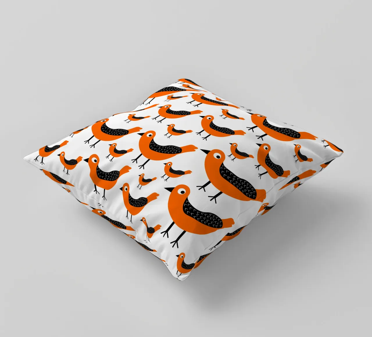 Orange birds pattern cuscino da baobabprintstore