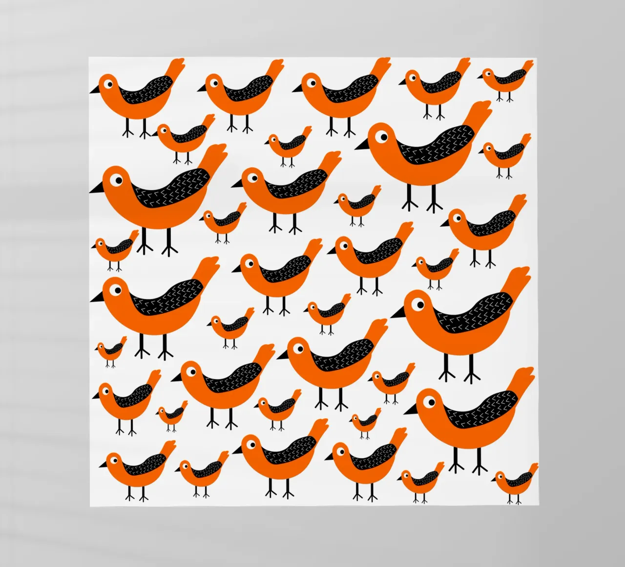 Orange birds pattern pellicola backlit da baobabprintstore