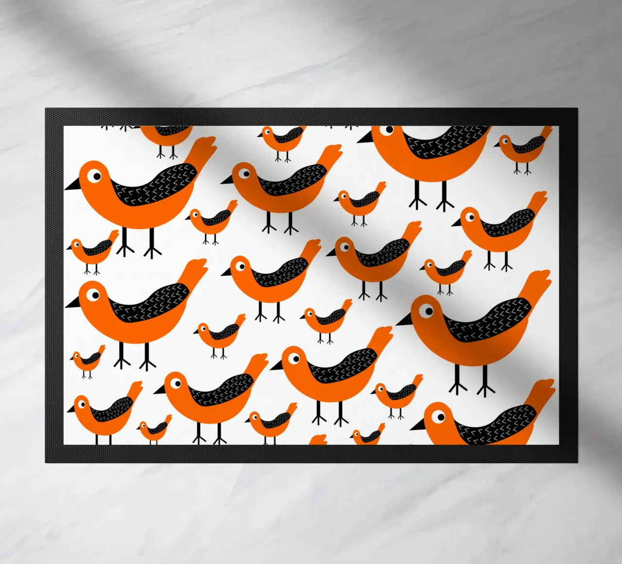 Orange birds pattern zerbino da baobabprintstore