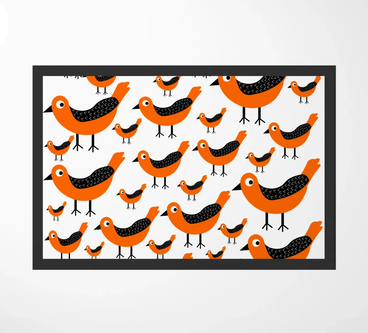 Orange birds pattern zerbino da baobabprintstore