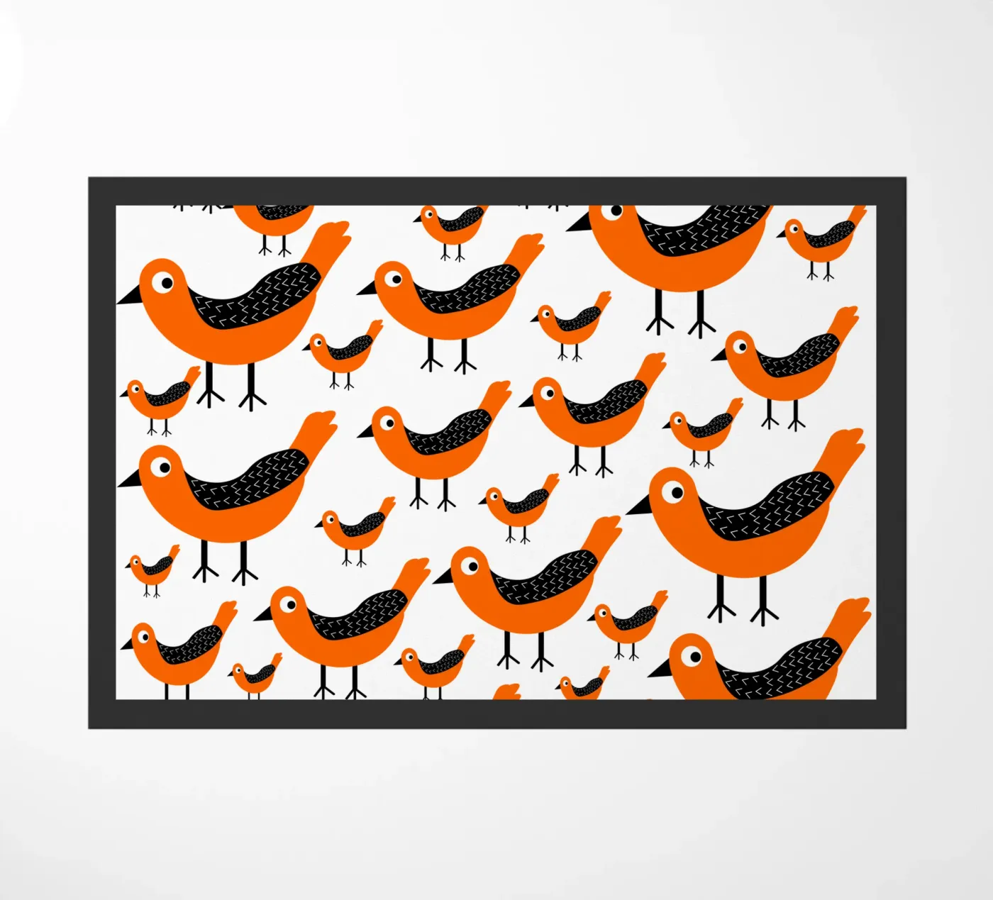 Orange birds pattern deurmat van baobabprintstore