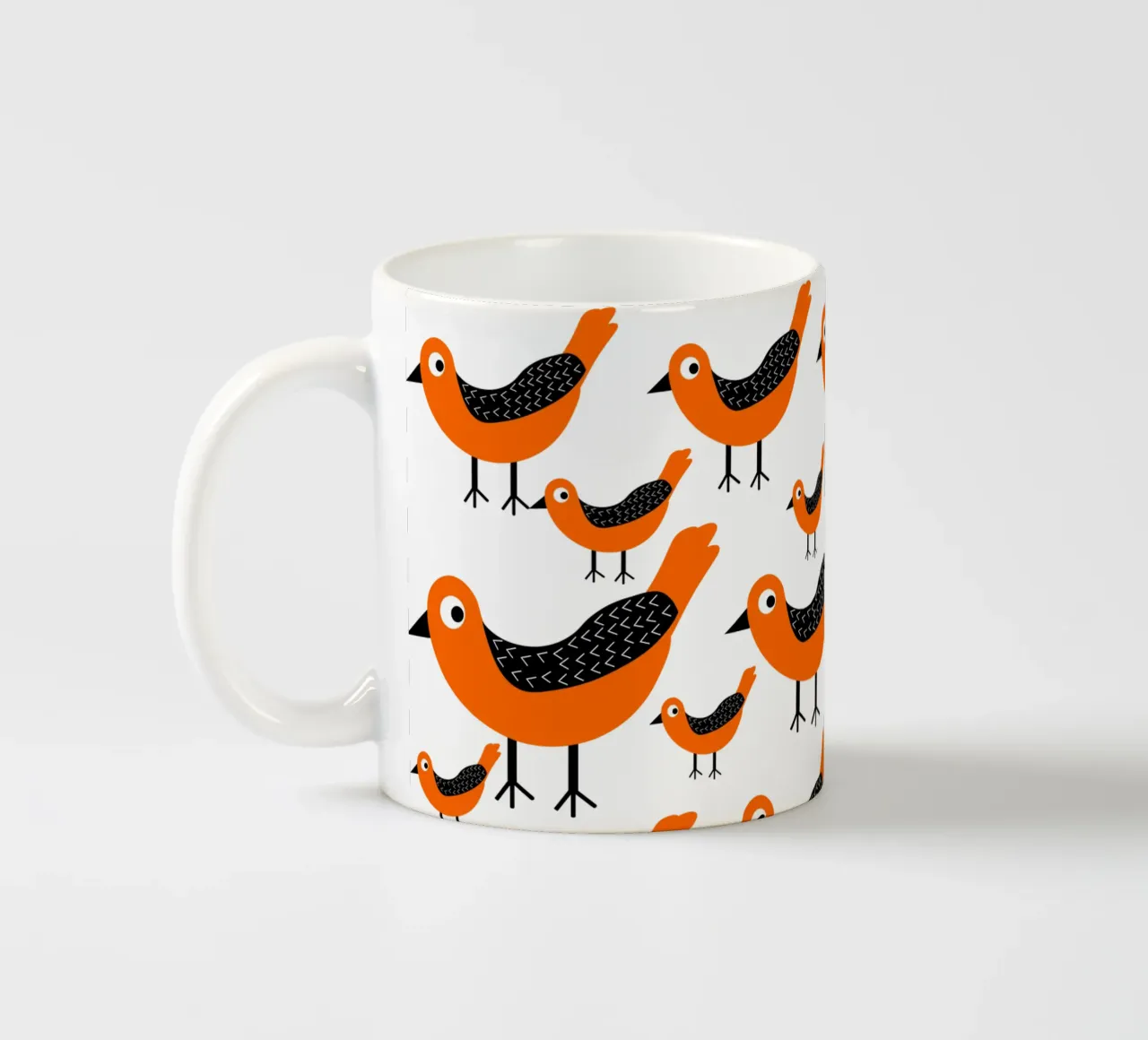 Orange birds pattern tazza in ceramica da baobabprintstore