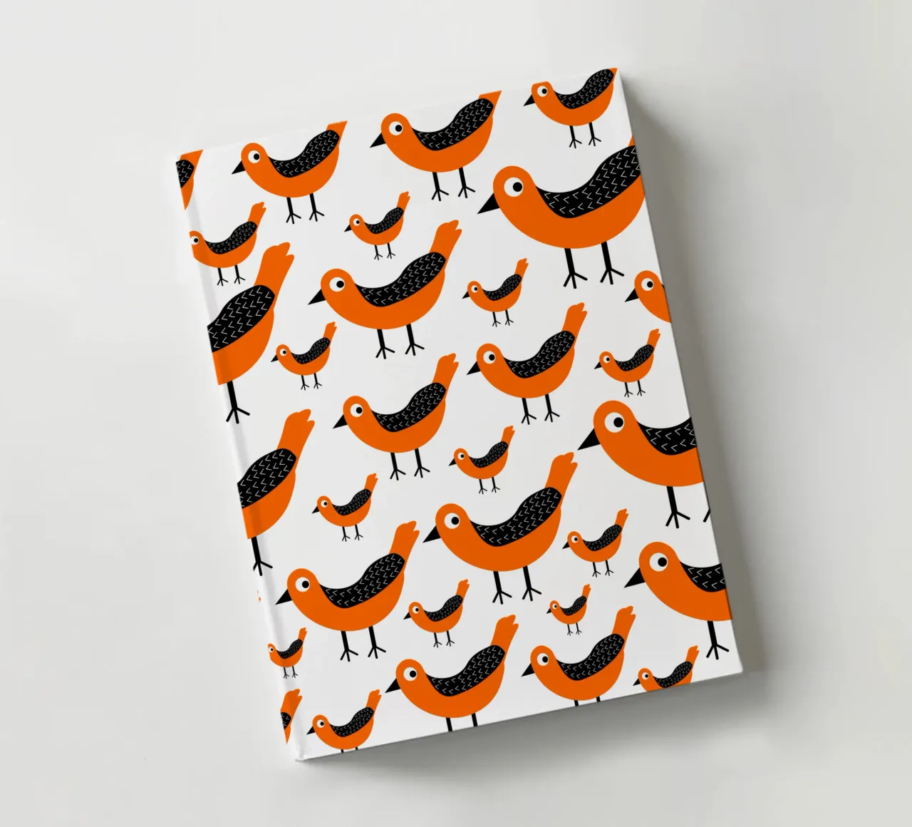 Orange birds pattern notebook by baobabprintstore
