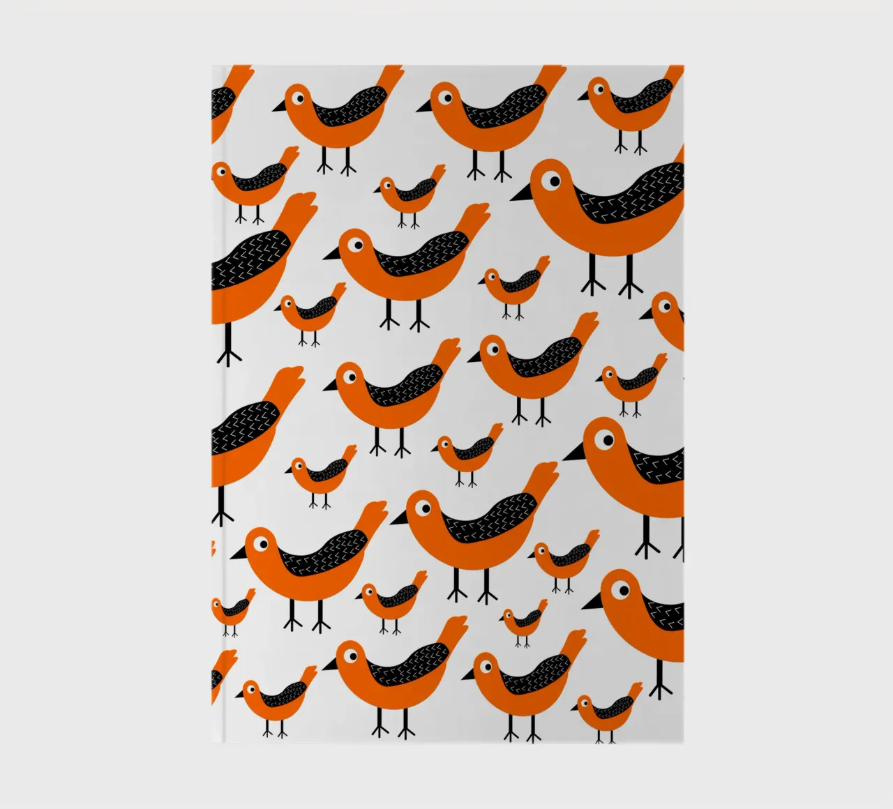Orange birds pattern notebook by baobabprintstore