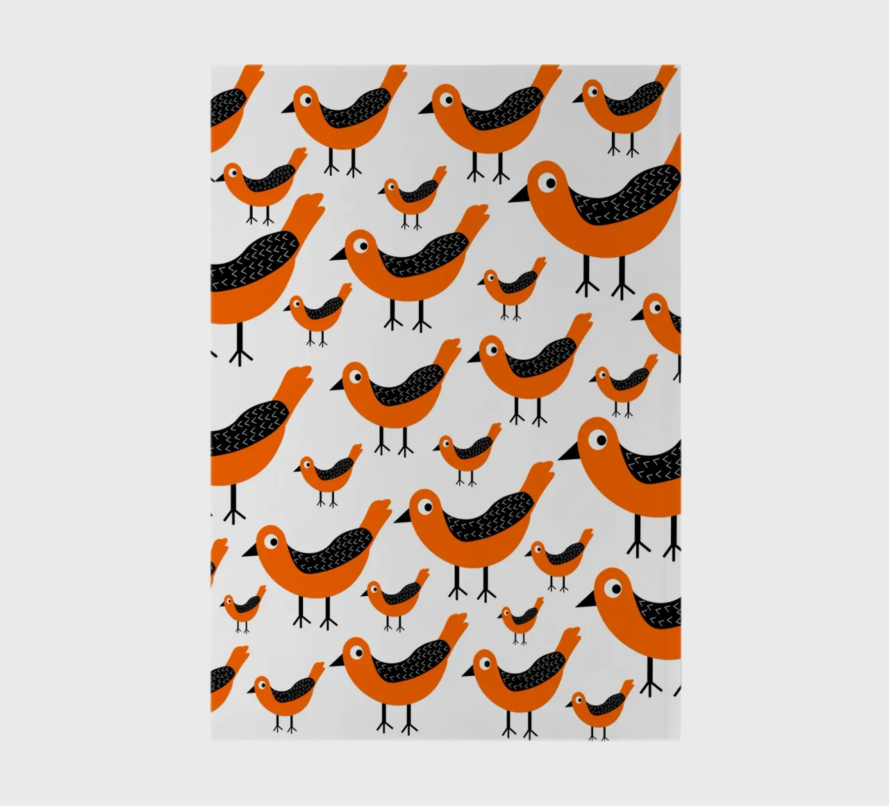 Orange birds pattern notebook by baobabprintstore
