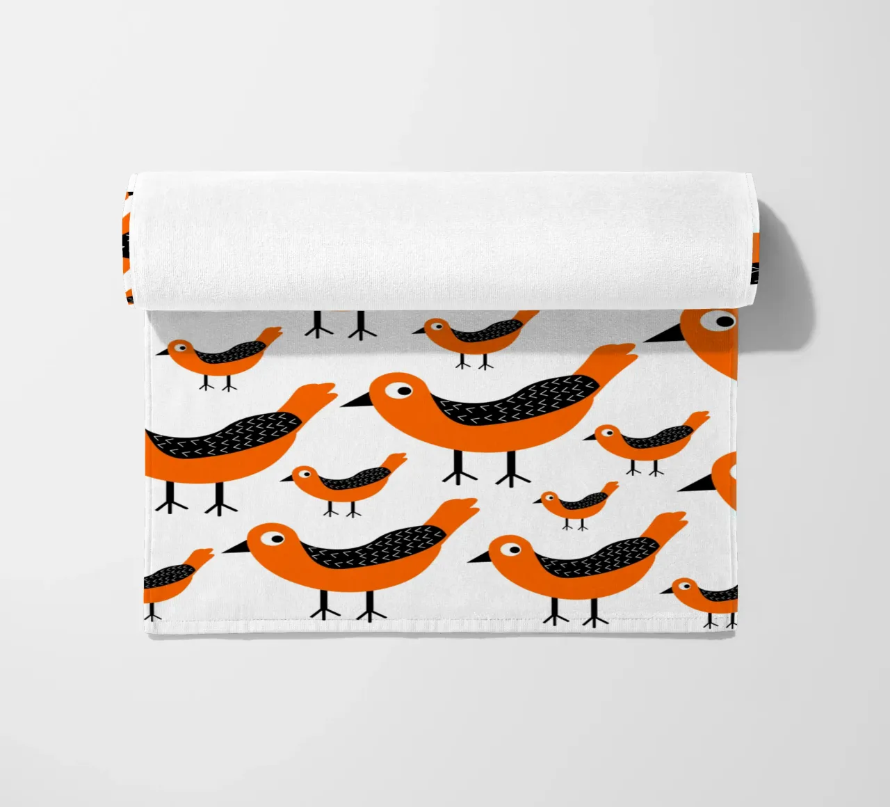 Orange birds pattern telo mare da baobabprintstore