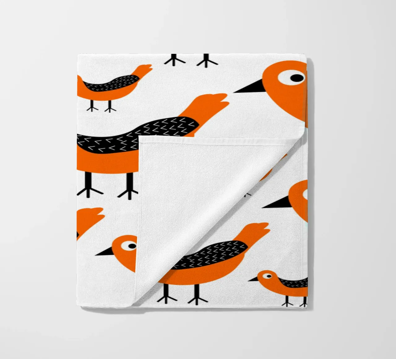 Orange birds pattern telo mare da baobabprintstore