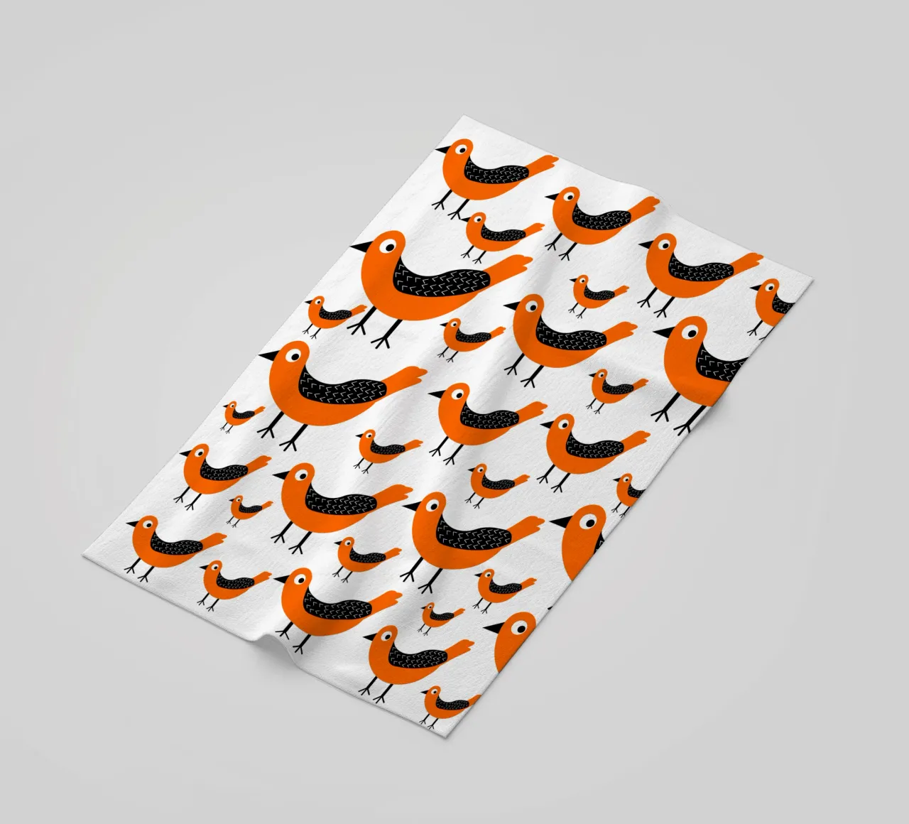 Orange birds pattern telo mare da baobabprintstore