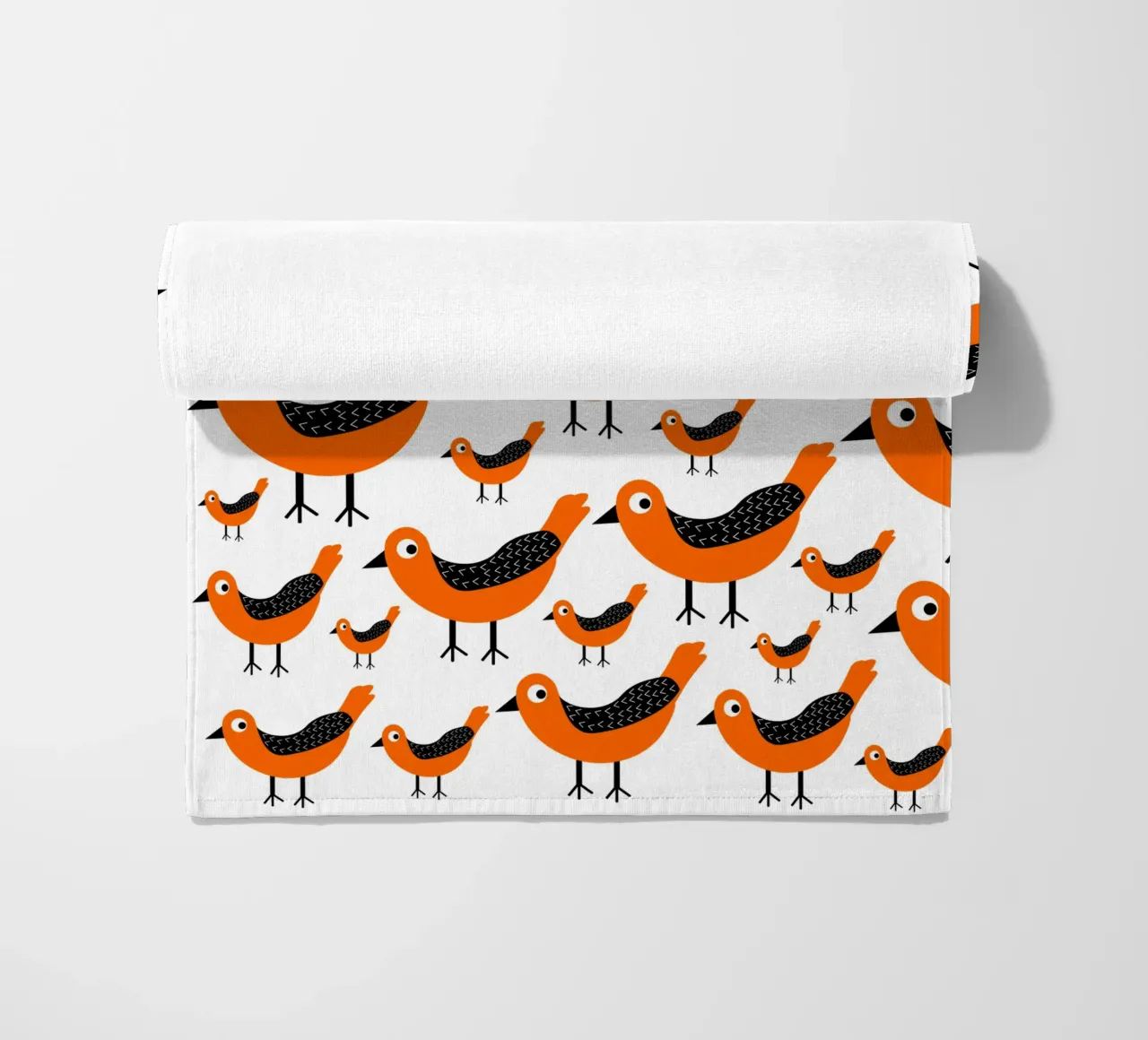 Orange birds pattern telo mare da baobabprintstore