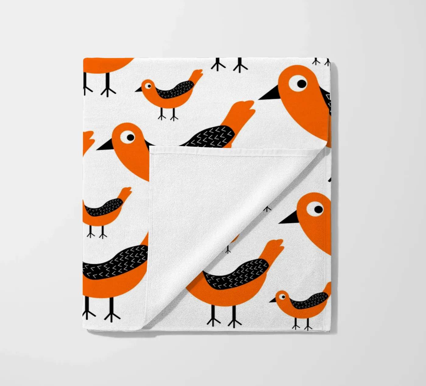 Orange birds pattern strandhanddoek van baobabprintstore