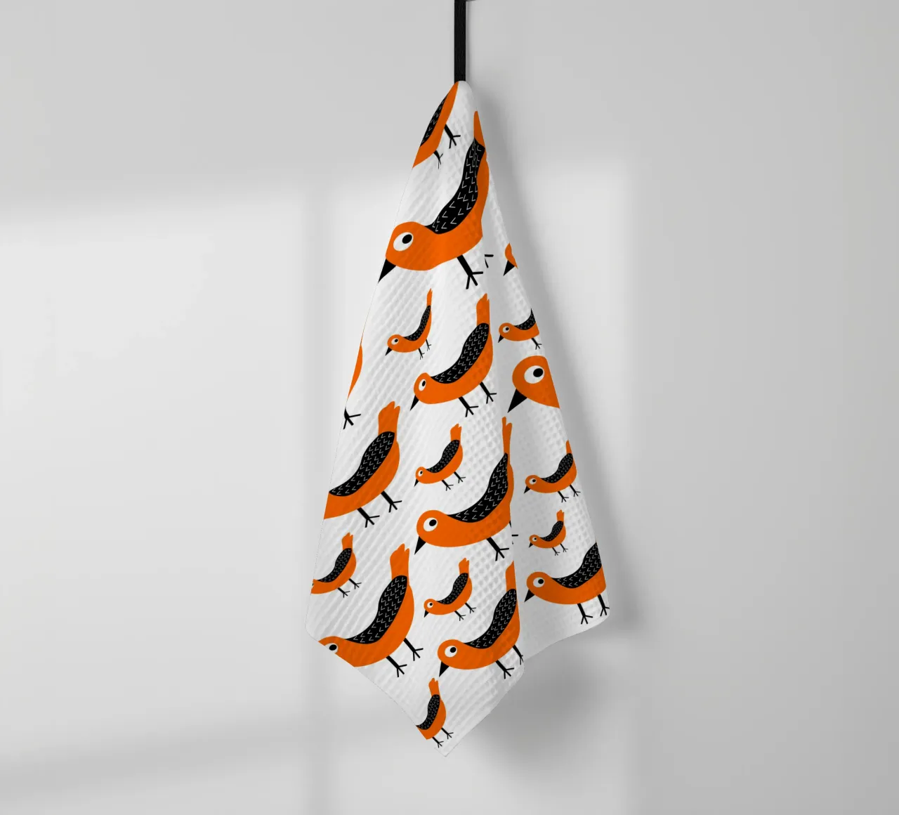 Orange birds pattern canovaccio da cucina da baobabprintstore