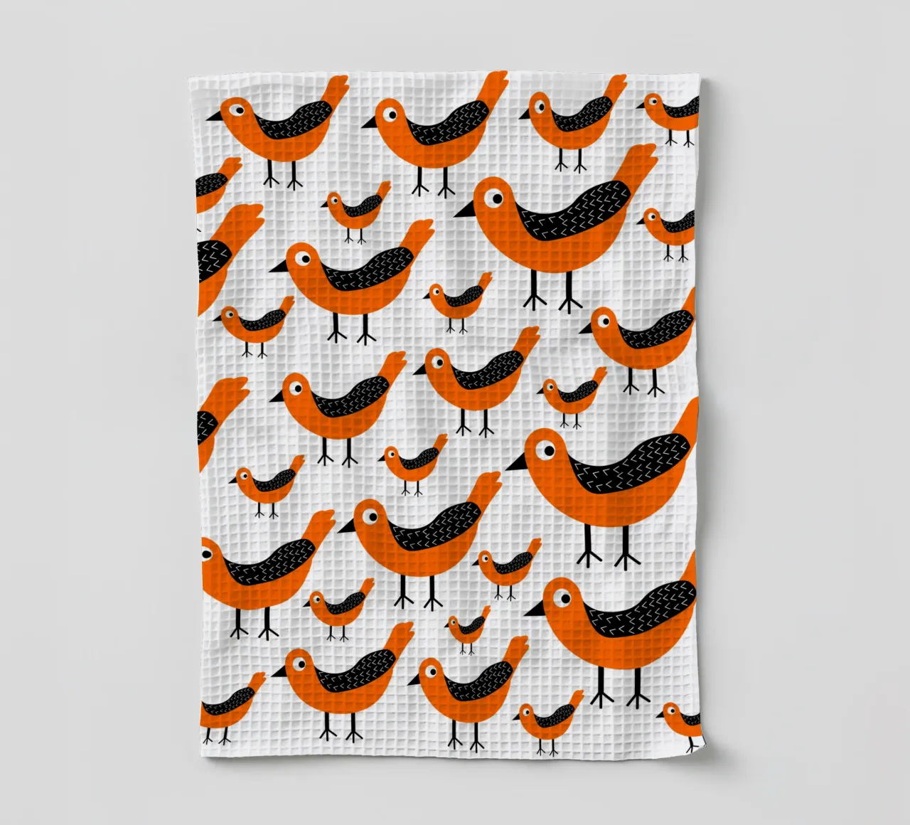 Orange birds pattern canovaccio da cucina da baobabprintstore