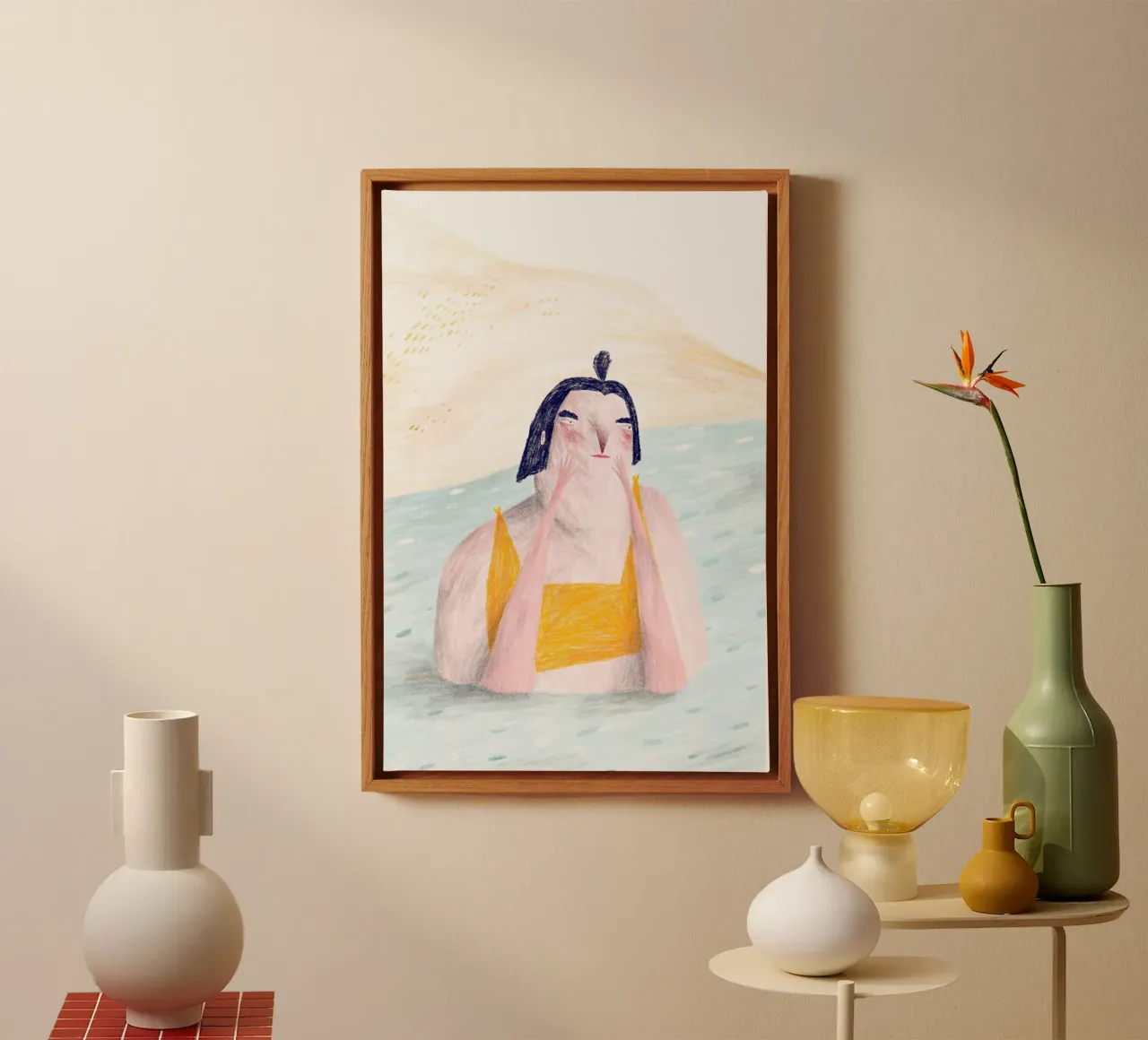 Trude is Krude - Badespaß tela con Cornice a cassetta da The Artcircle