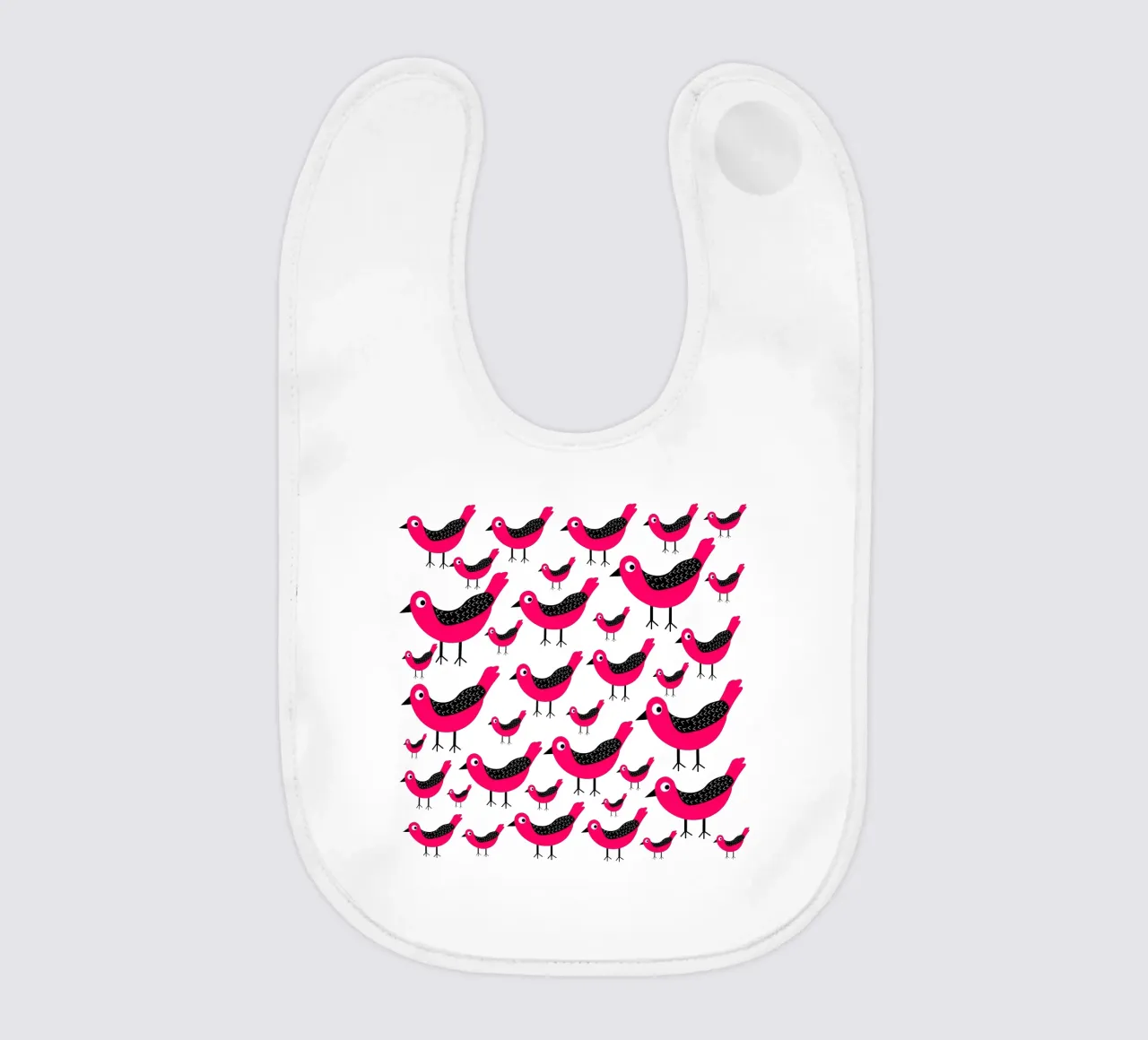 Pink birds pattern bavaglino da baobabprintstore