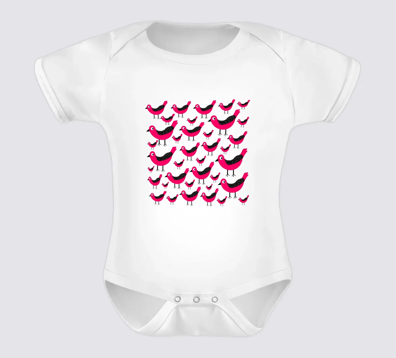 Pink birds pattern body neonato maniche corte da baobabprintstore