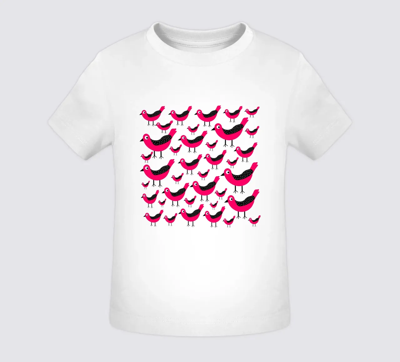 Pink birds pattern maglietta neonato da baobabprintstore