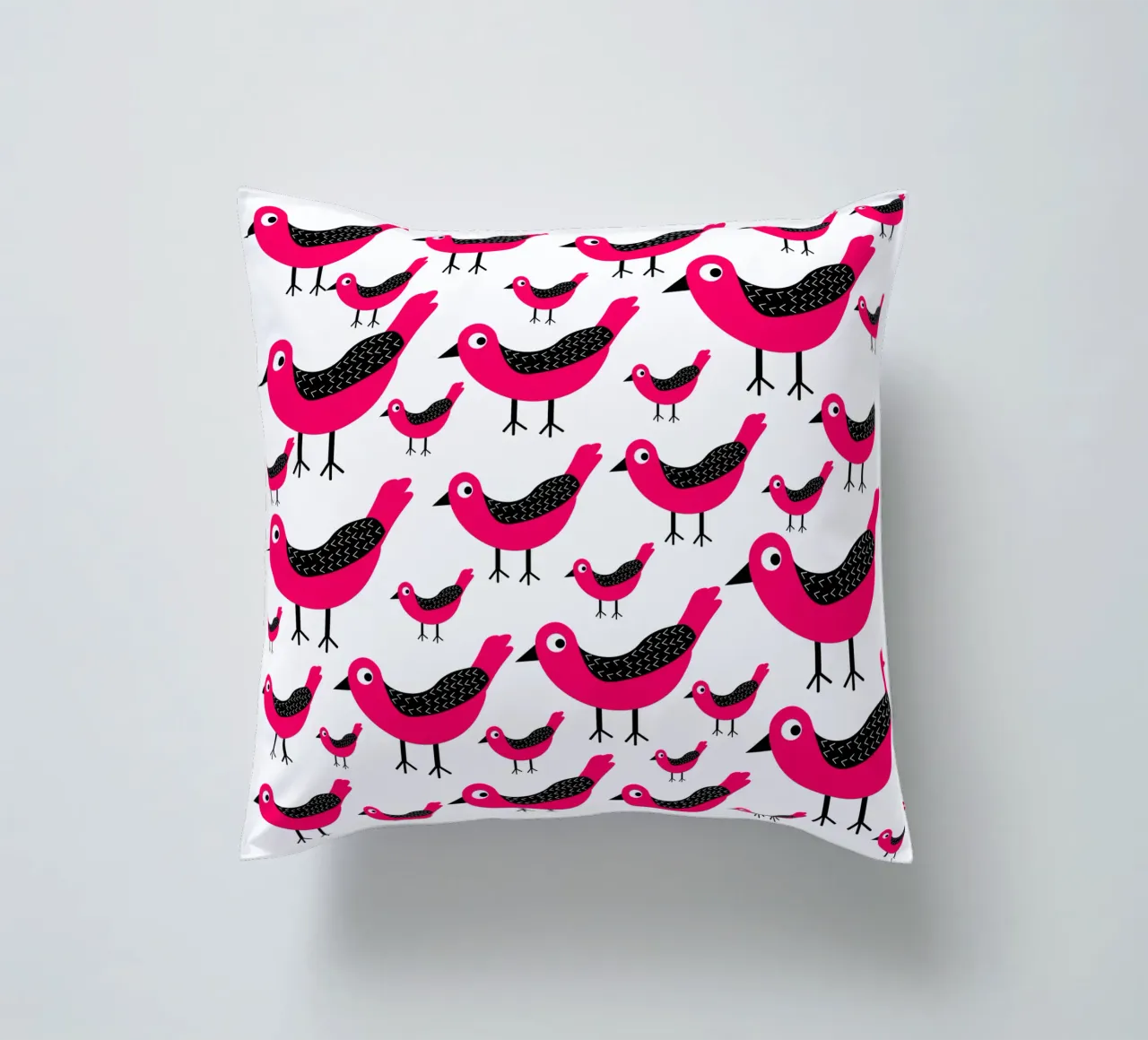 Pink birds pattern cuscino da baobabprintstore
