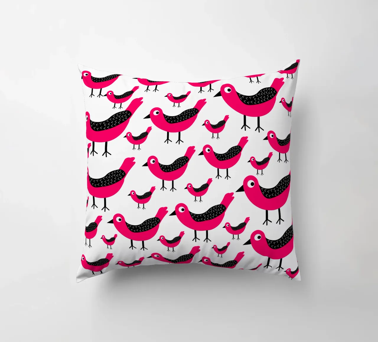 Pink birds pattern cuscino da baobabprintstore