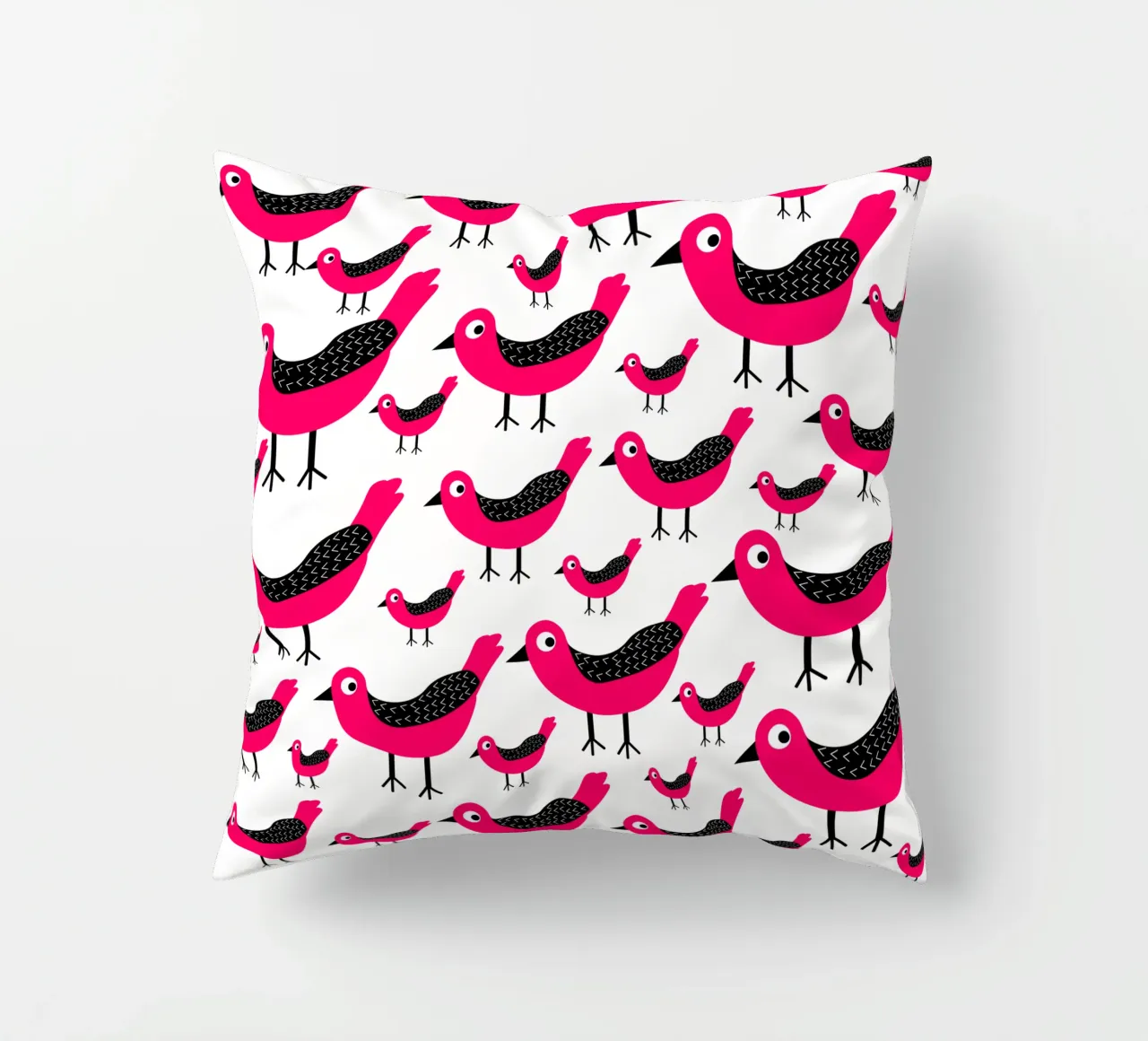 Pink birds pattern cuscino da baobabprintstore