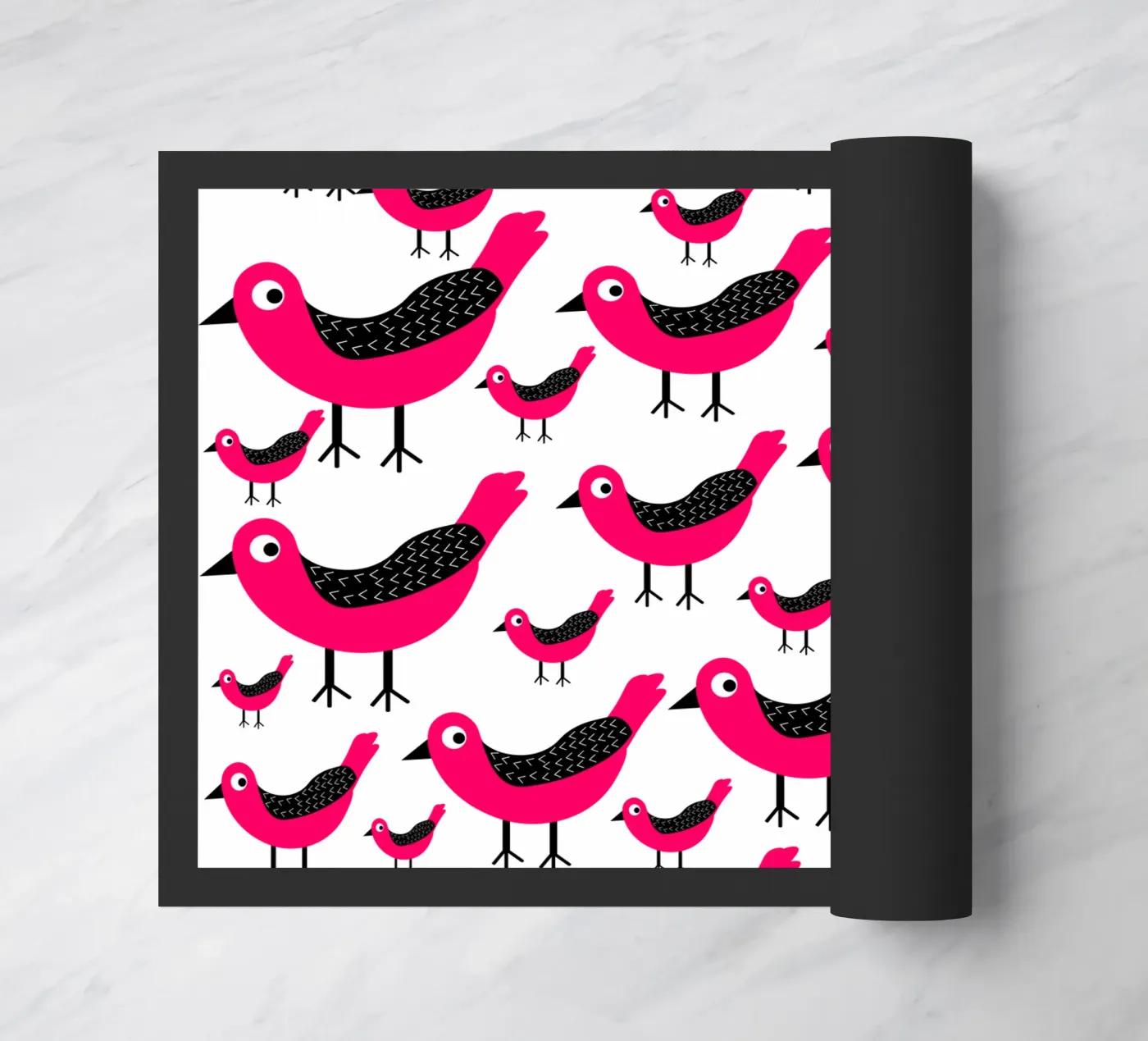 Pink birds pattern doormat by baobabprintstore