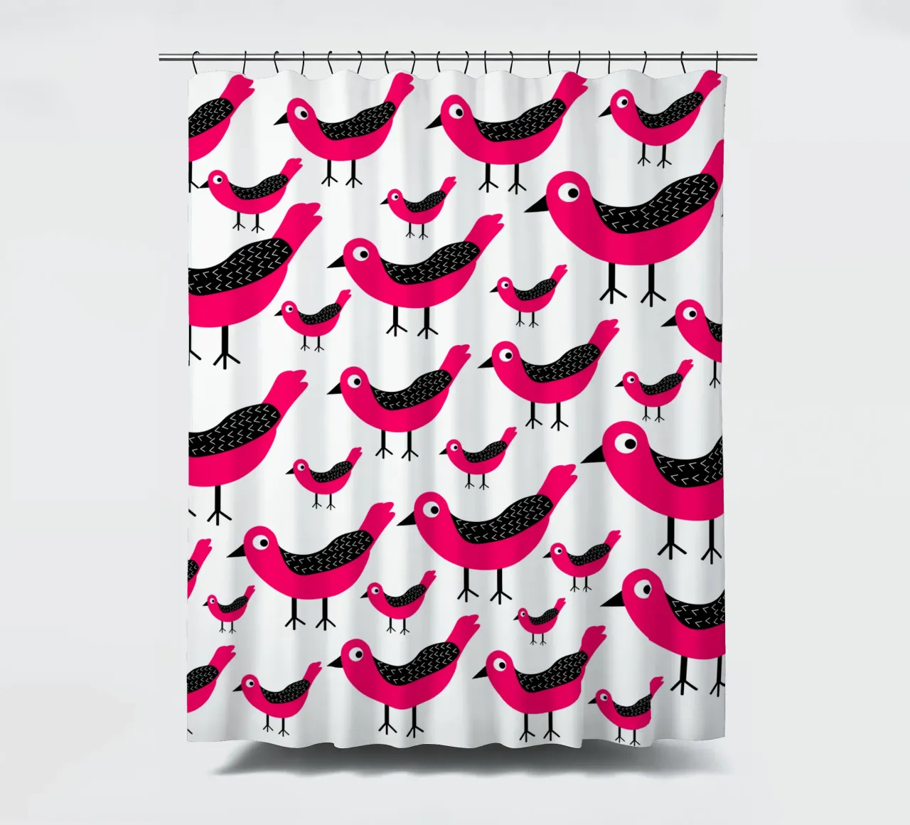 Pink birds pattern rideau de douche de baobabprintstore