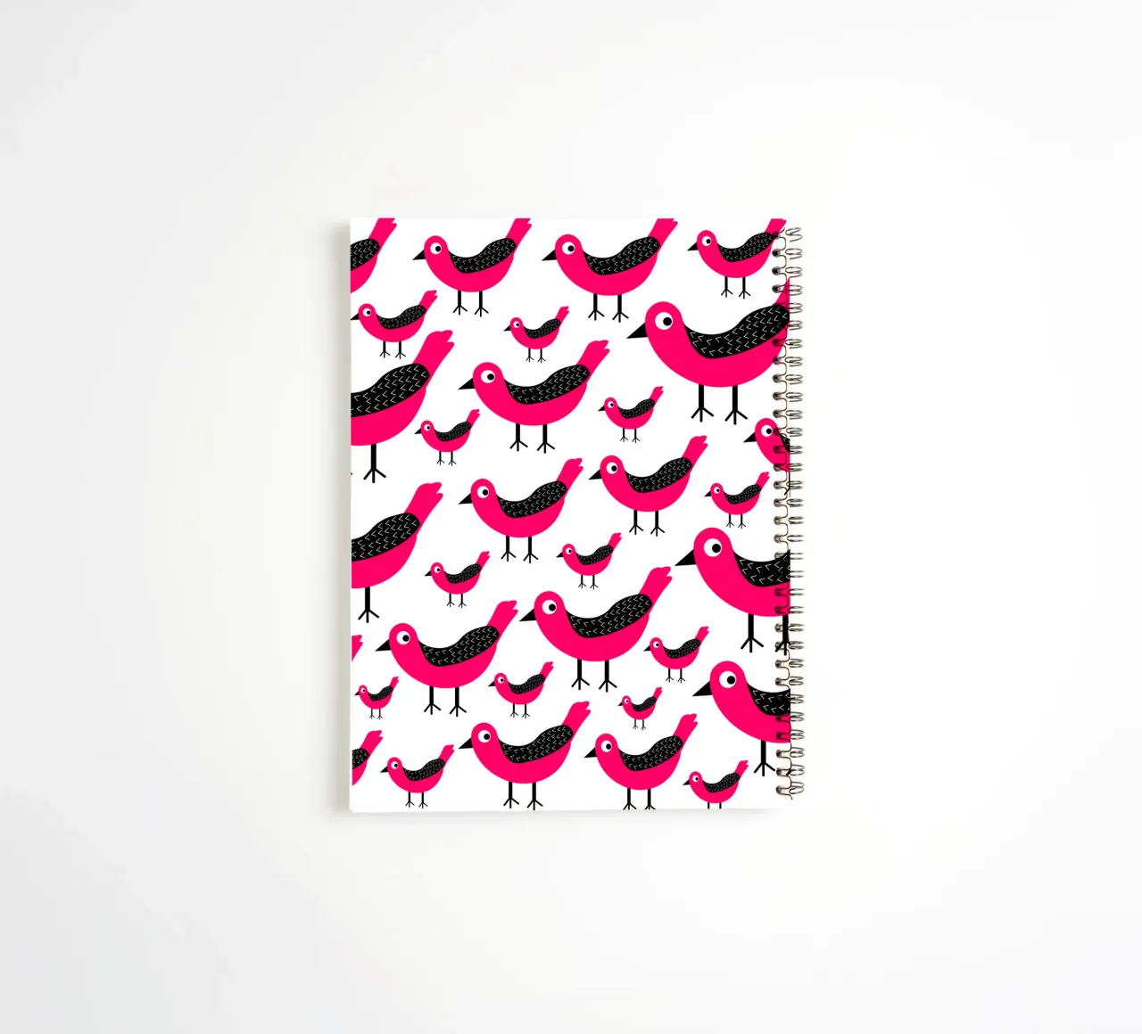 Pink birds pattern carnet à spirale de baobabprintstore