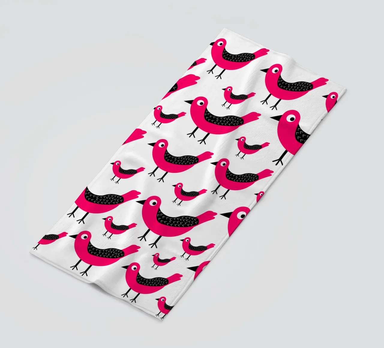 Pink birds pattern telo mare da baobabprintstore