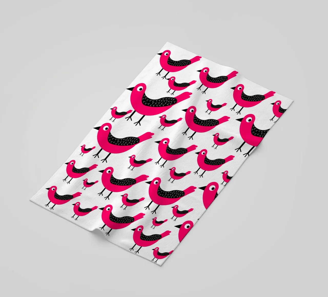 Pink birds pattern telo mare da baobabprintstore