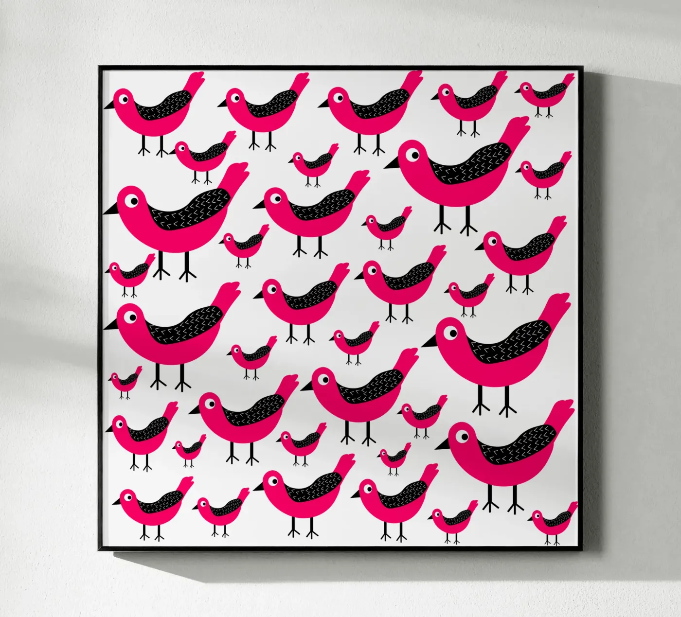 Pink birds pattern plexiglas de baobabprintstore