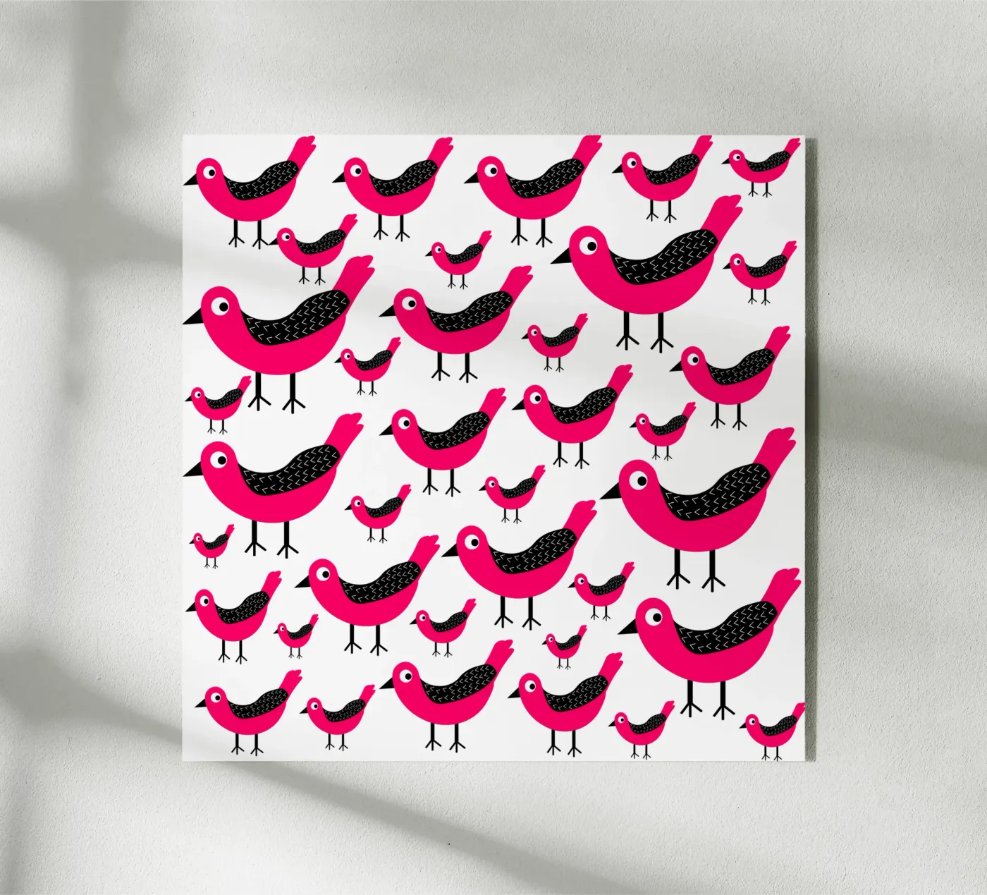 Pink birds pattern plexiglas de baobabprintstore