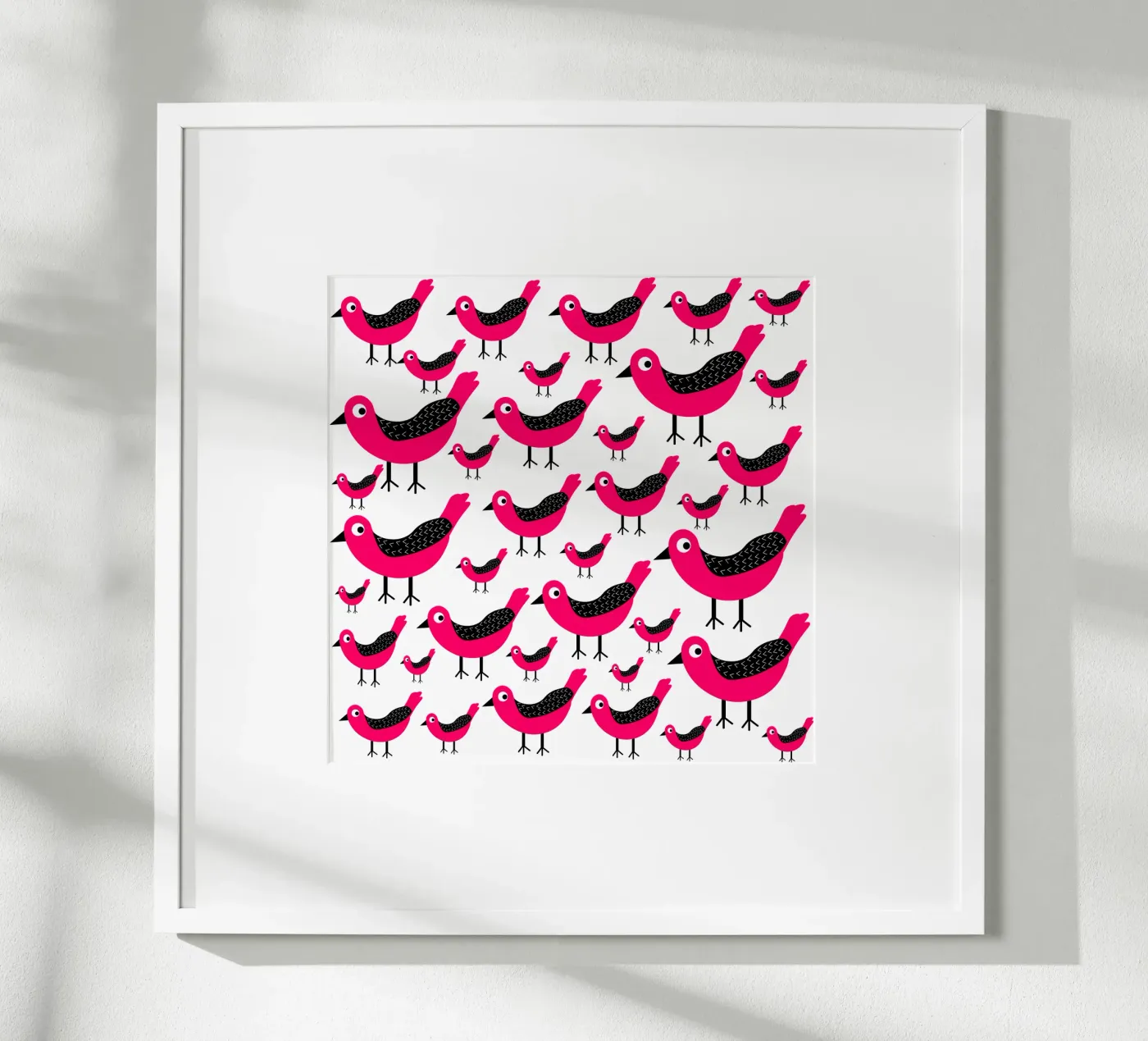 Pink birds pattern poster da baobabprintstore