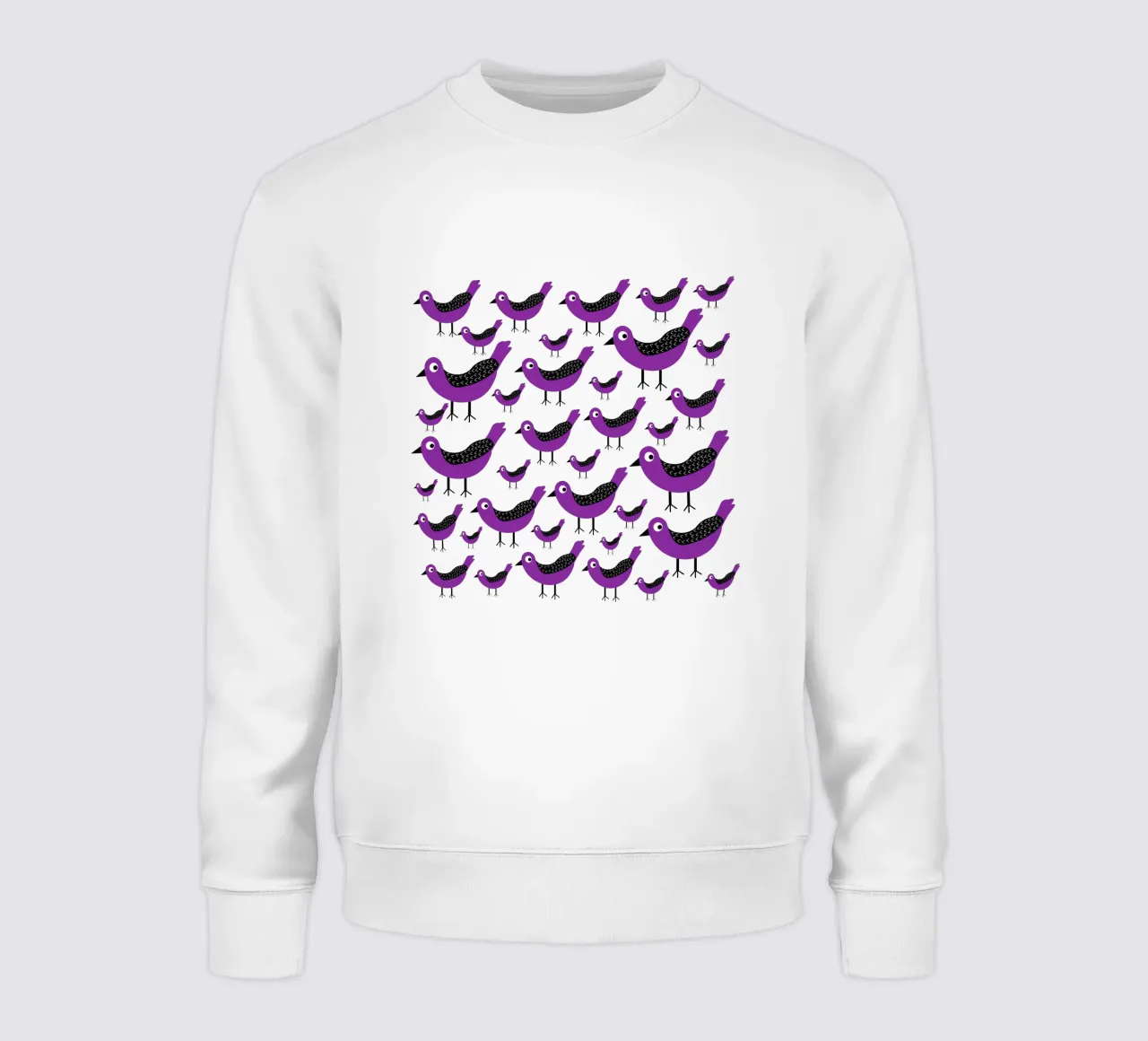 Purple birds pattern felpa da baobabprintstore