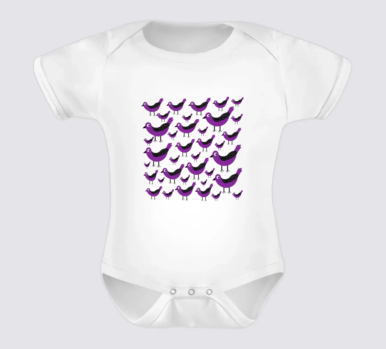Purple birds pattern body neonato maniche corte da baobabprintstore