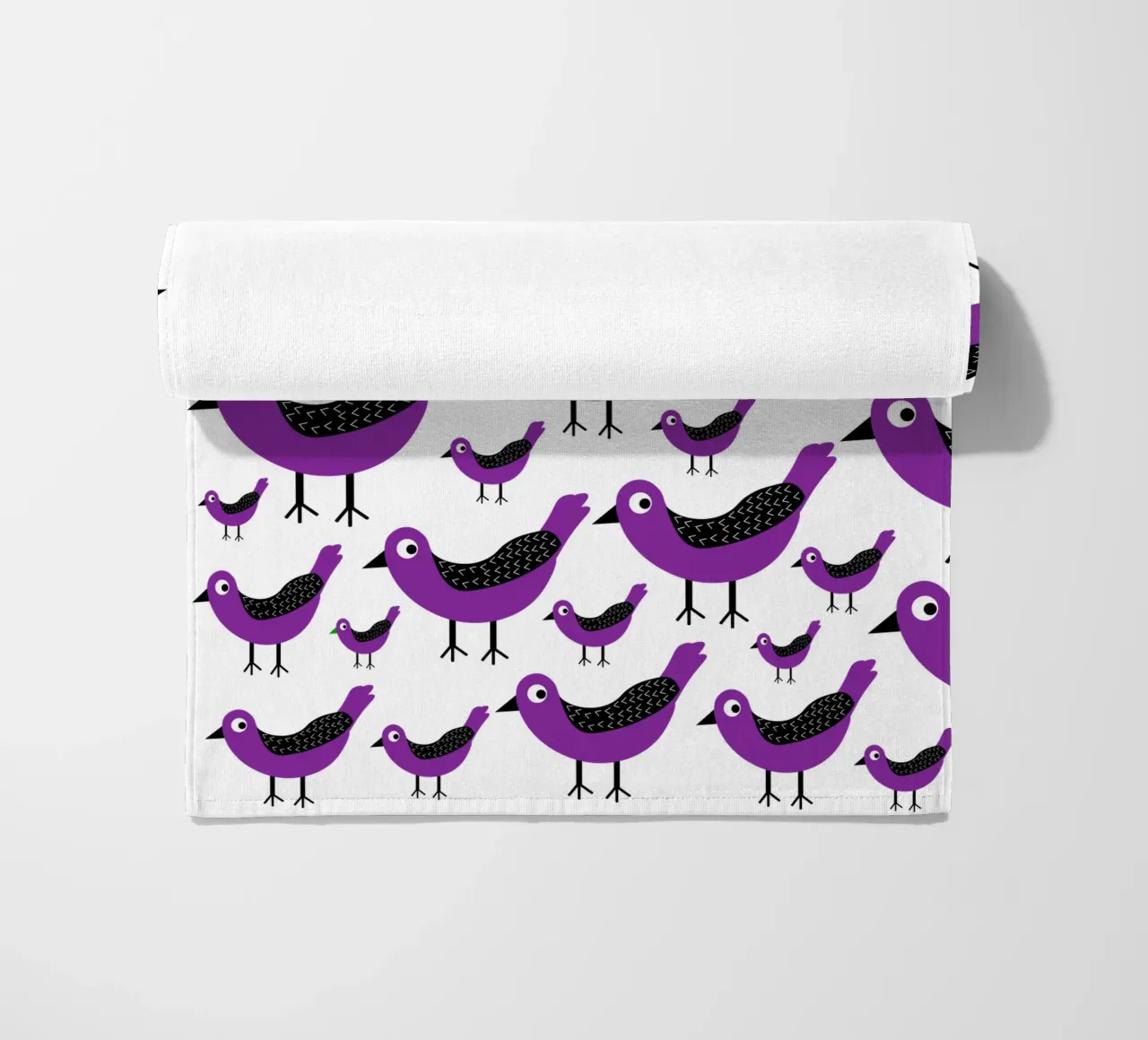 Purple birds pattern telo mare da baobabprintstore