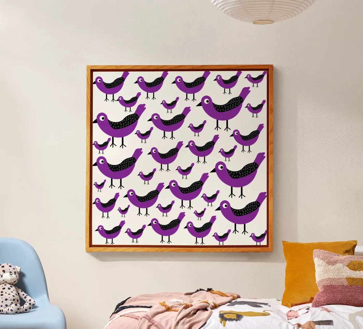 Purple birds pattern plexiglass da baobabprintstore