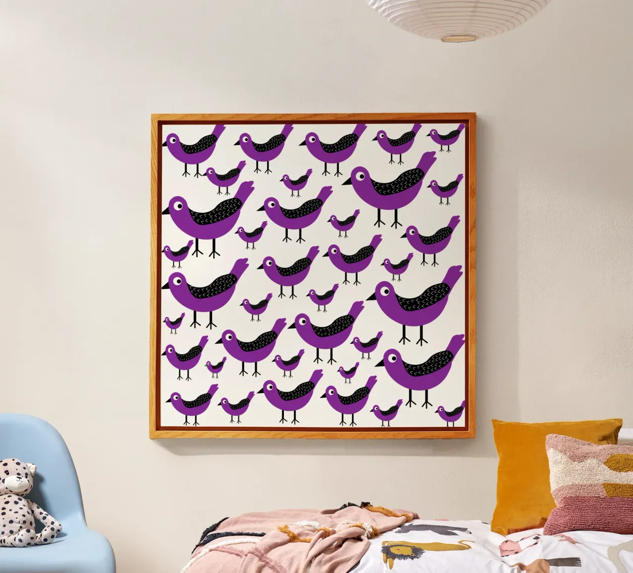Purple birds pattern plexiglass da baobabprintstore