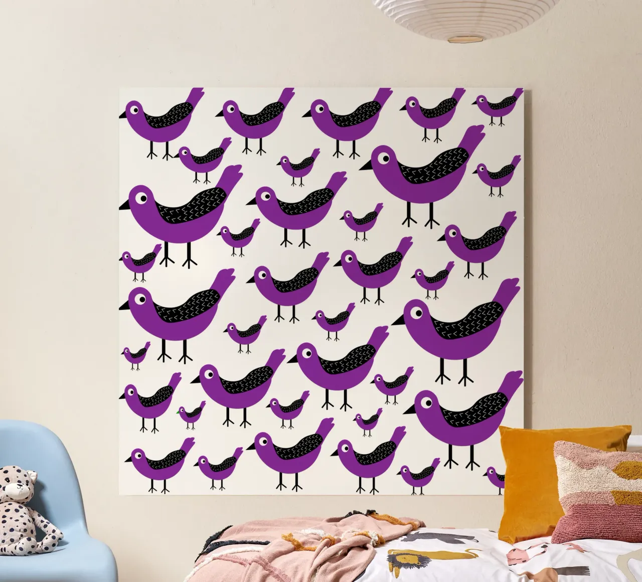 Purple birds pattern plexiglass da baobabprintstore