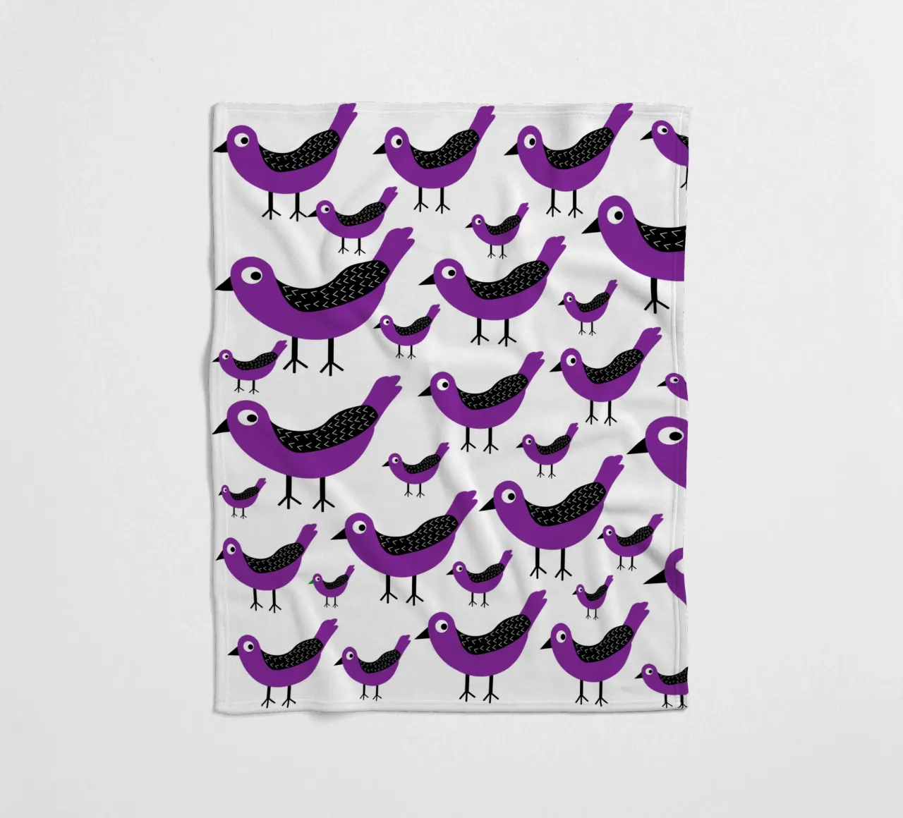 Purple birds pattern coperta in pile da baobabprintstore
