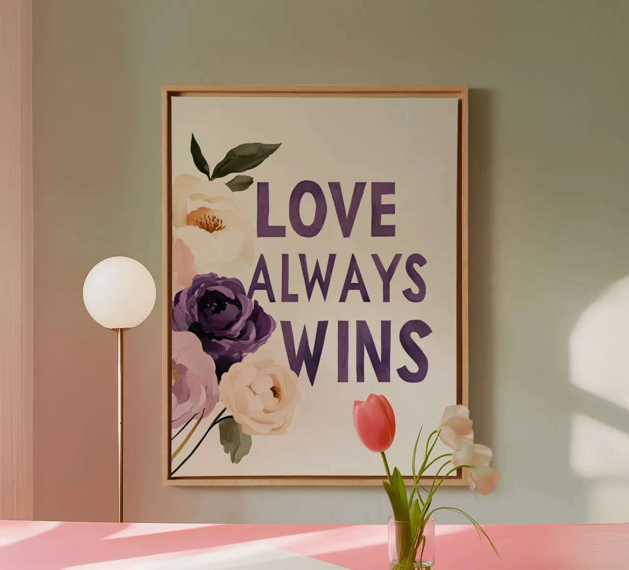 Love Always Wins tela con Cornice a cassetta da treechild
