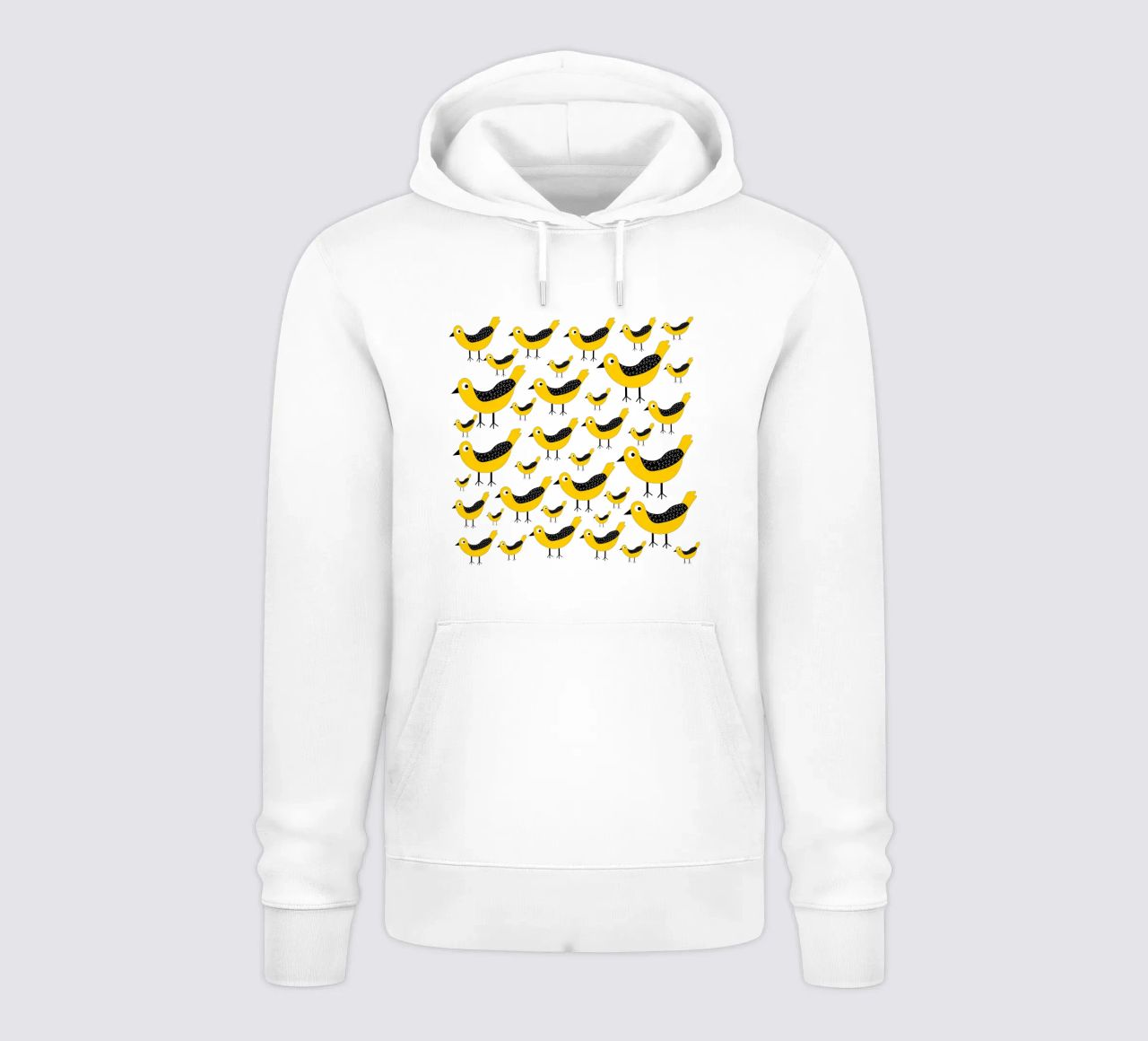 Yellow birds pattern felpa con cappuccio da baobabprintstore