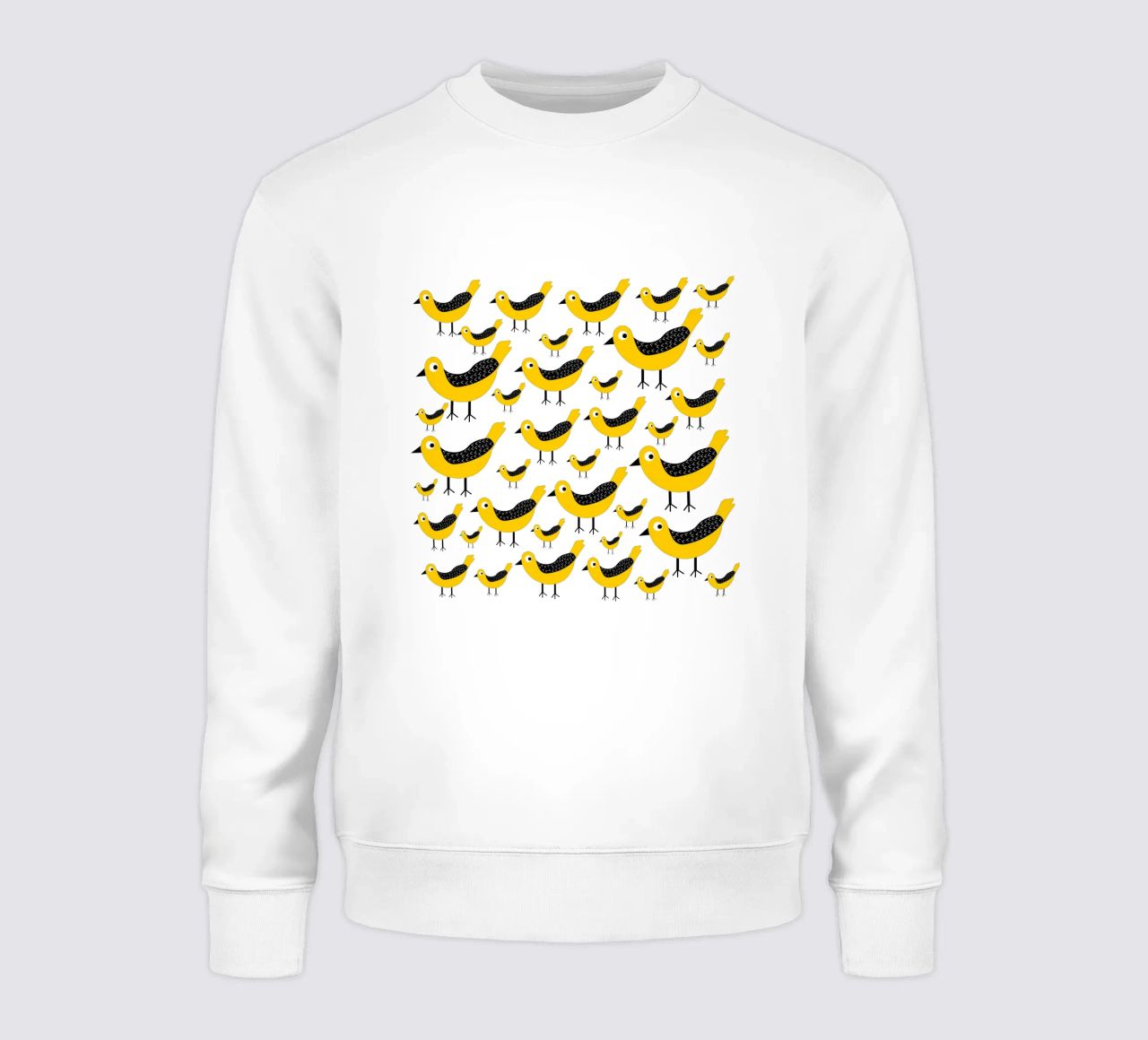 Yellow birds pattern felpa da baobabprintstore