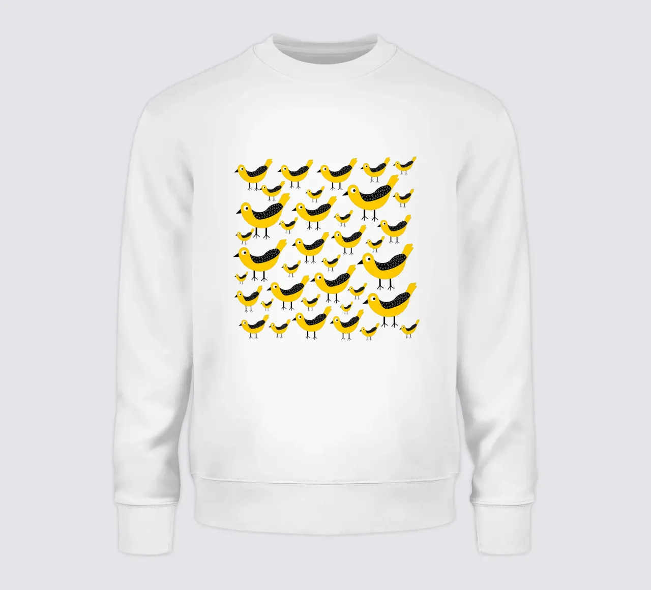 Yellow birds pattern felpa da baobabprintstore