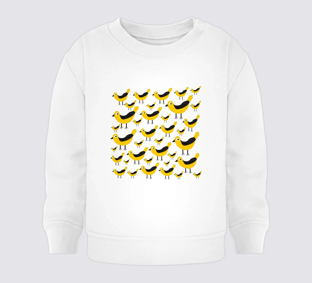 Yellow birds pattern felpa neonato da baobabprintstore