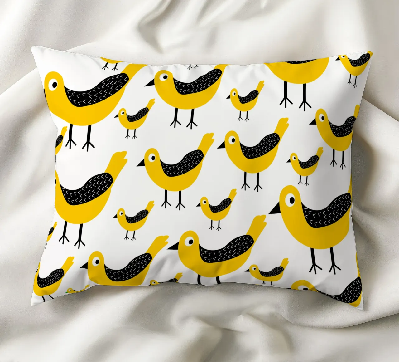 Yellow birds pattern cuscino da baobabprintstore