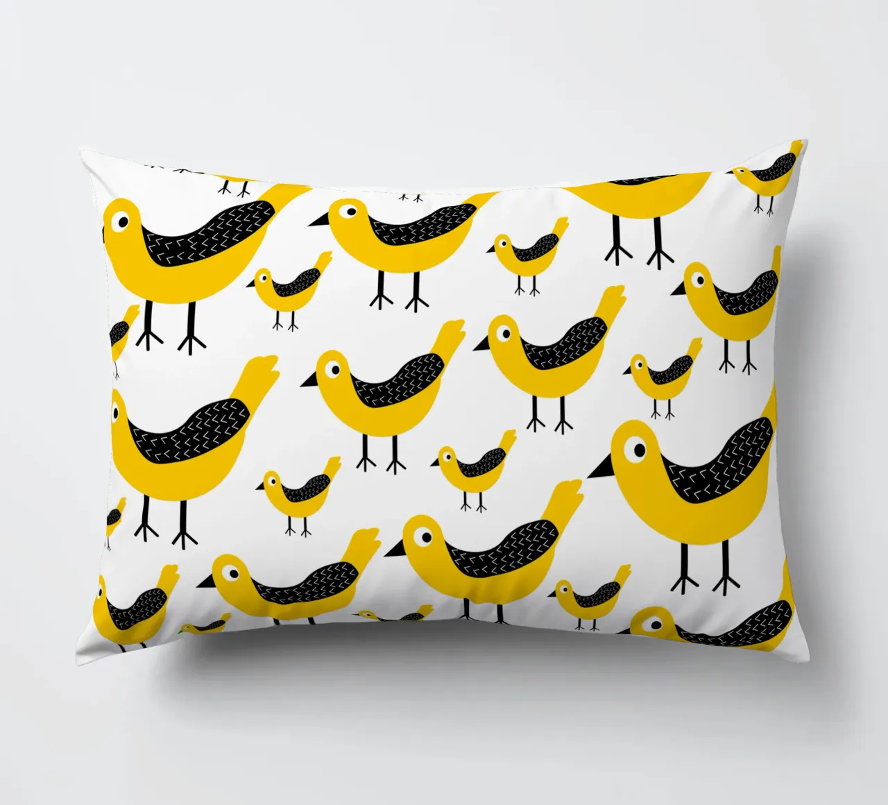 Yellow birds pattern cuscino da baobabprintstore