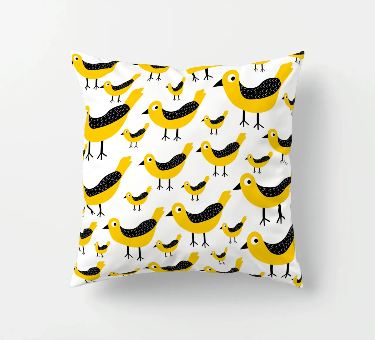 Yellow birds pattern cuscino da baobabprintstore