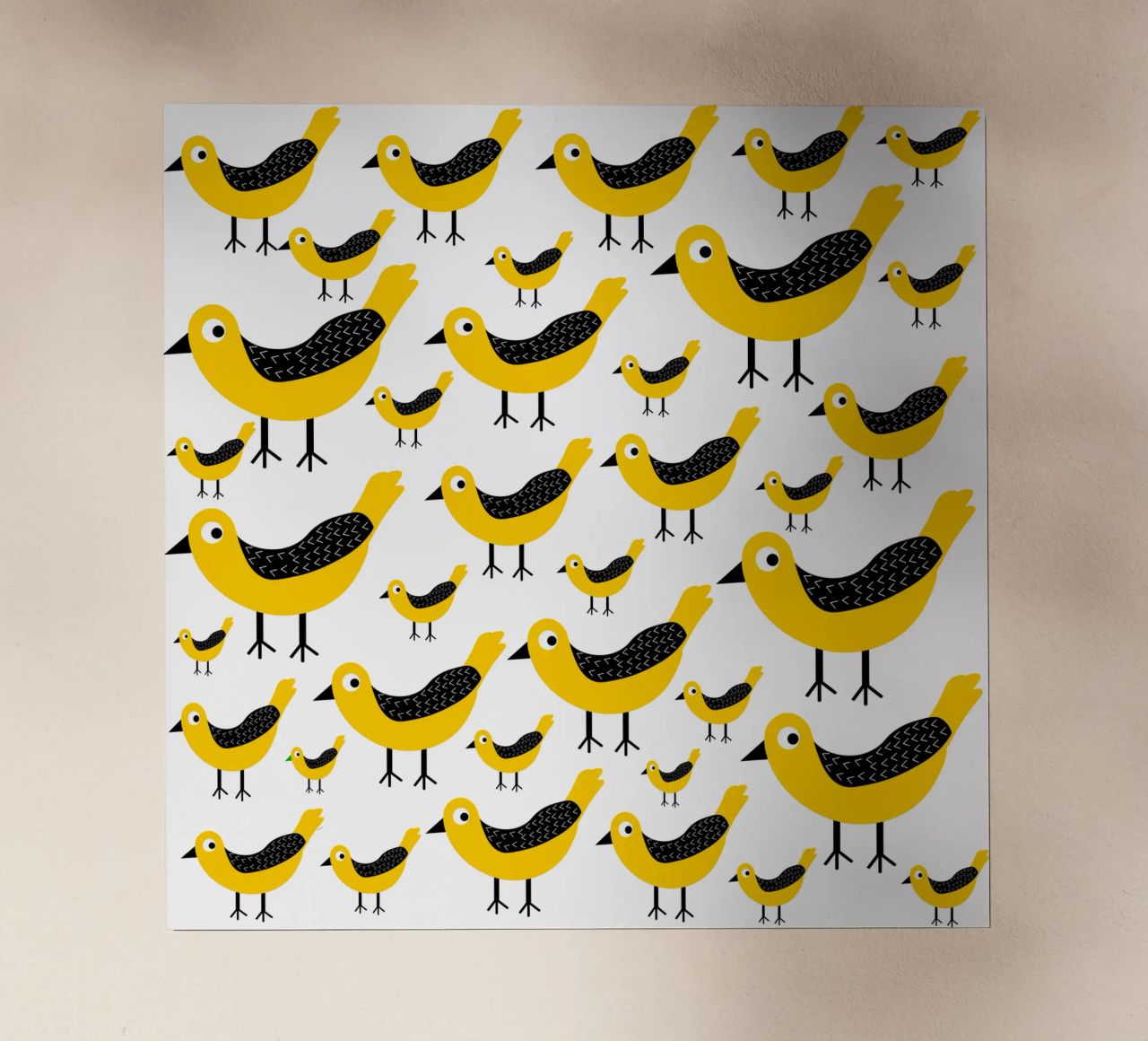 Yellow birds pattern pellicola backlit da baobabprintstore
