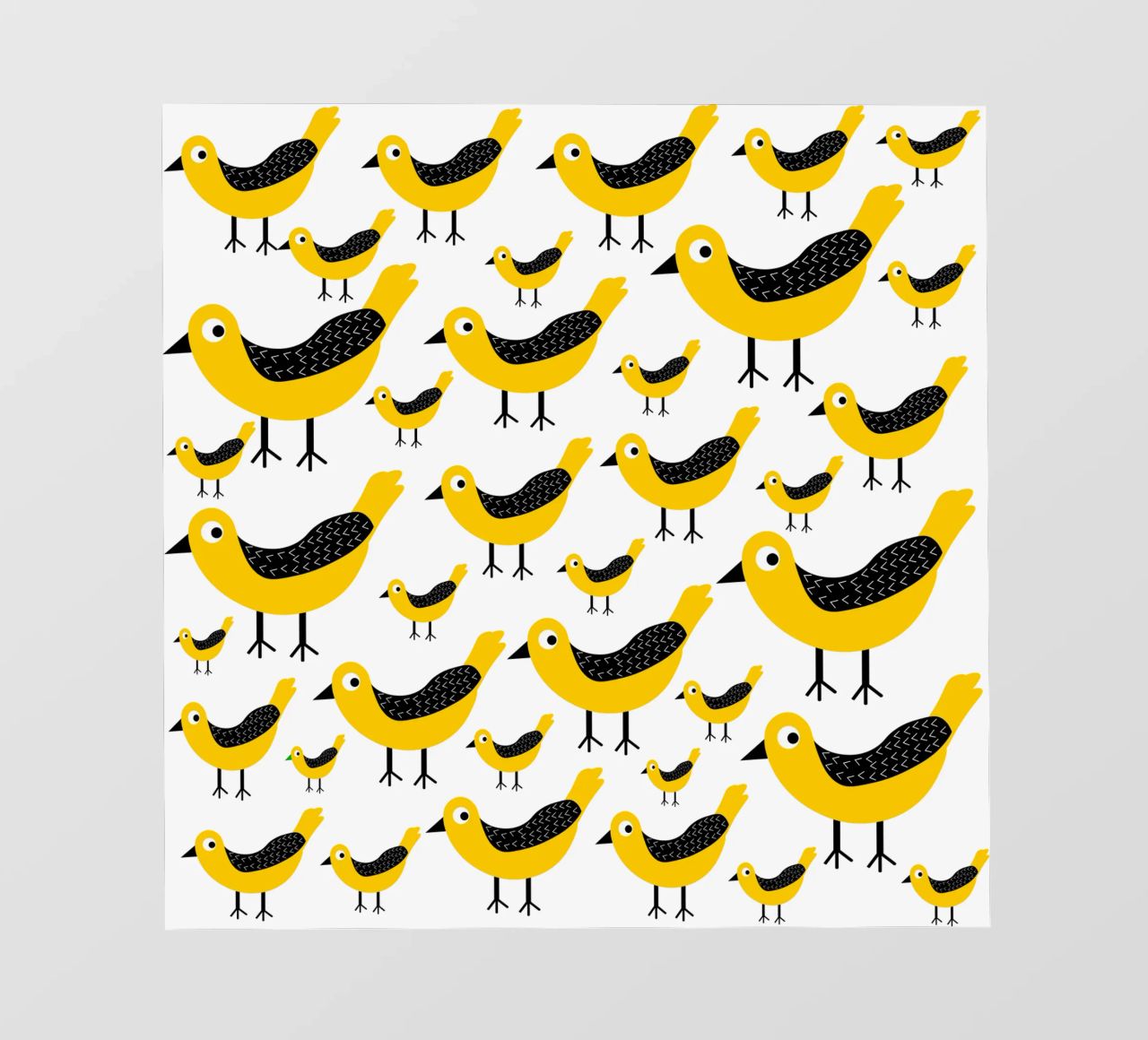 Yellow birds pattern pellicola backlit da baobabprintstore